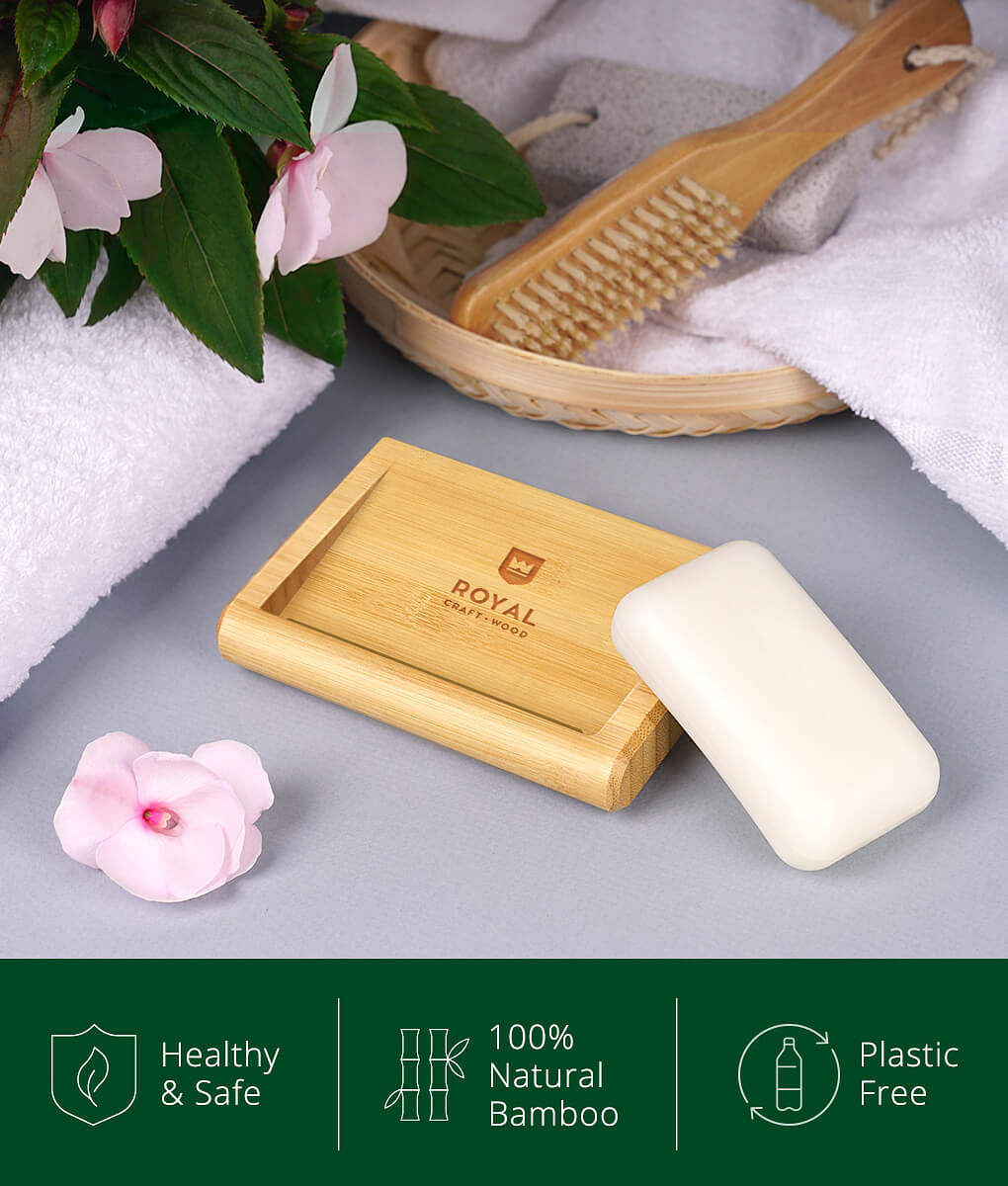 Bamboo Soap Dish Set of 2