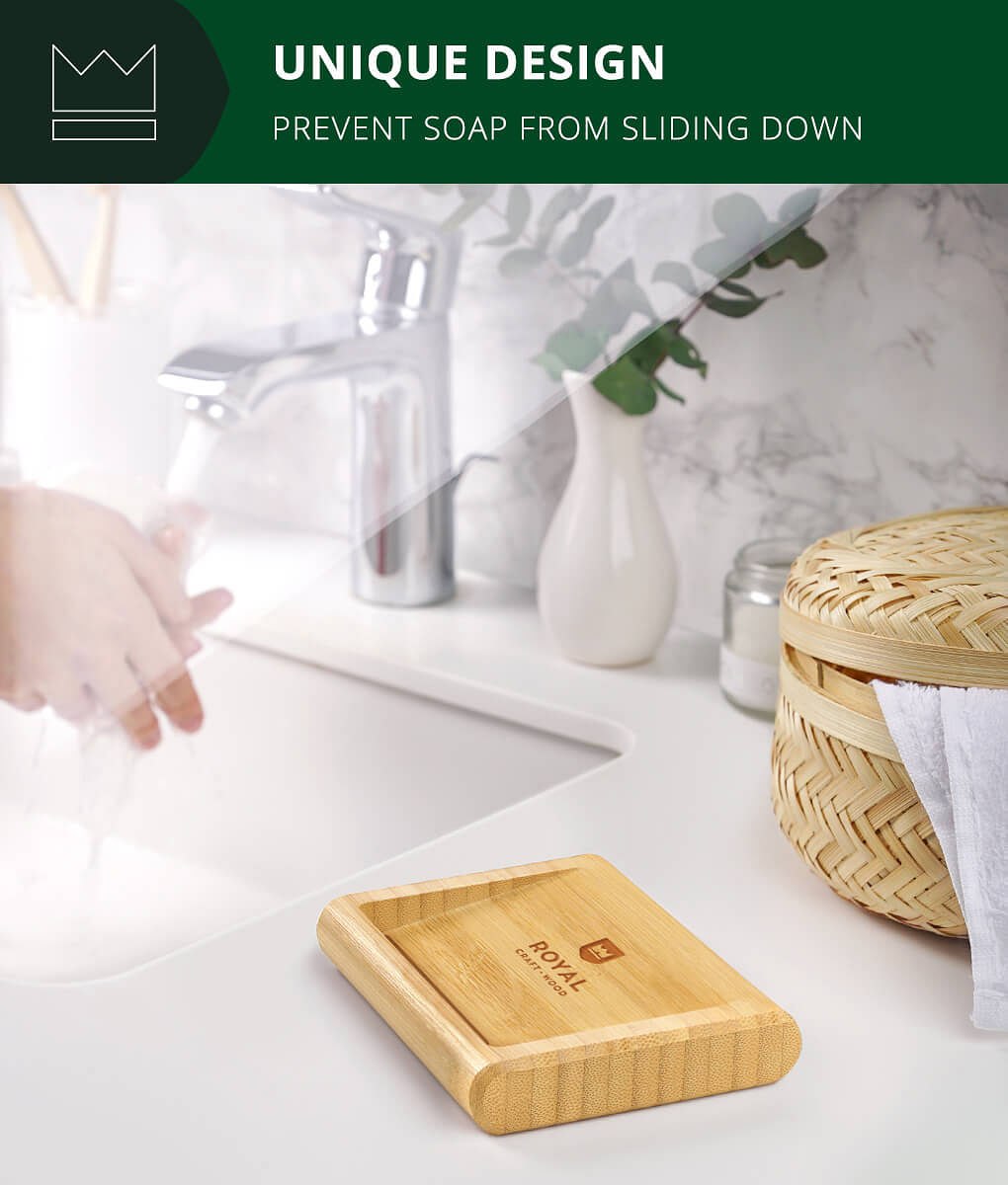 Bamboo Soap Dish Set of 2