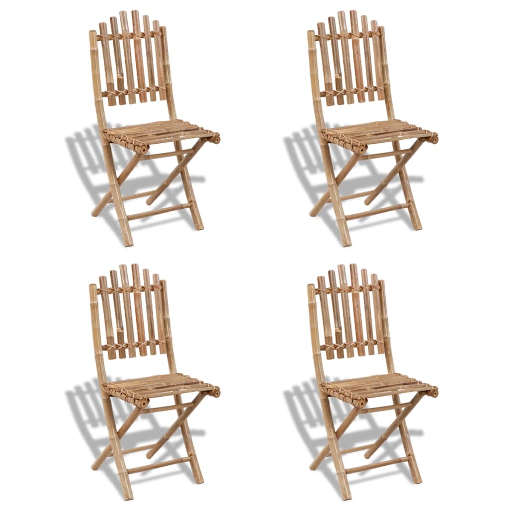vidaXL 5 Piece Folding Patio Dining Set Bamboo